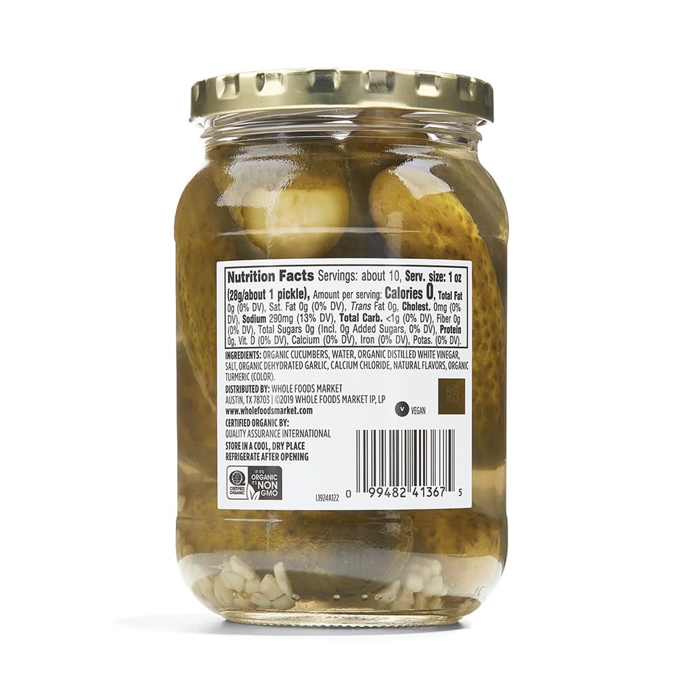 365 by Whole Foods Market, Organic Baby Dill Pickles, 16 Fl Oz
