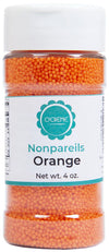 OCreme Nonpareils Sprinkles - 4oz Orange Non Pareil Sprinkles - Colorful Sprinkles for Cake Decorating - Kosher Sprinkles for Ic