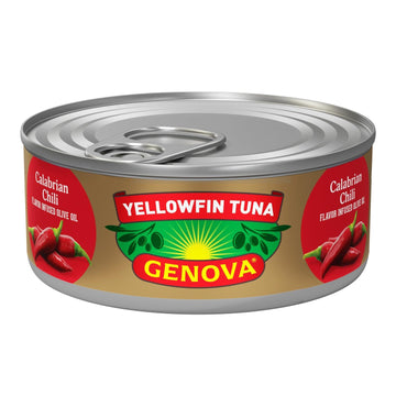 Genova Premium Yellowfin Tuna In Calabrian Chili Infused Olive Oil, 5 Ounce Cans (Pack Of 12), Wild Caught Tuna, Solid Light