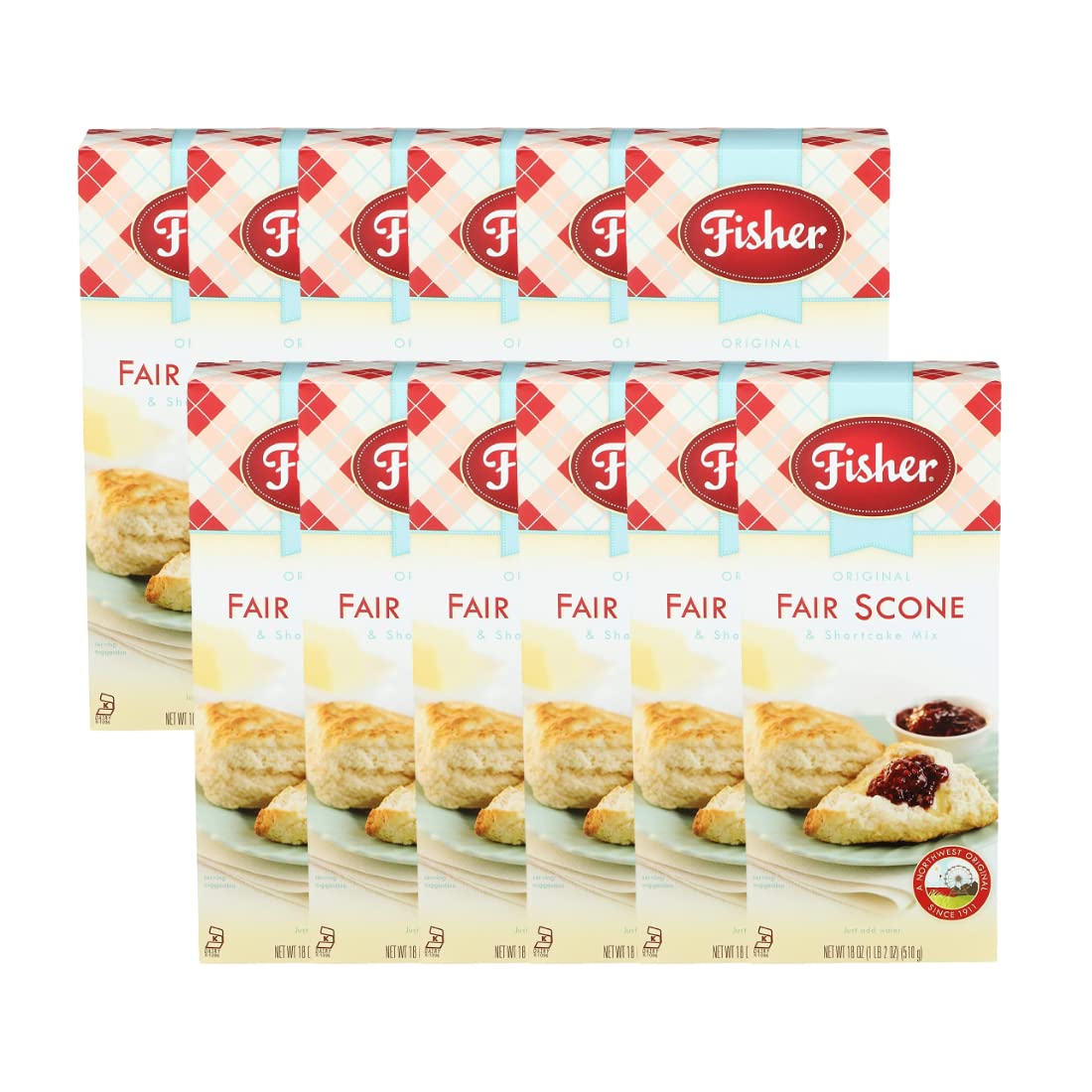 Fisher Original Fair Scone & Shortcake Mix, 18 Ounces (Pack Of 12)