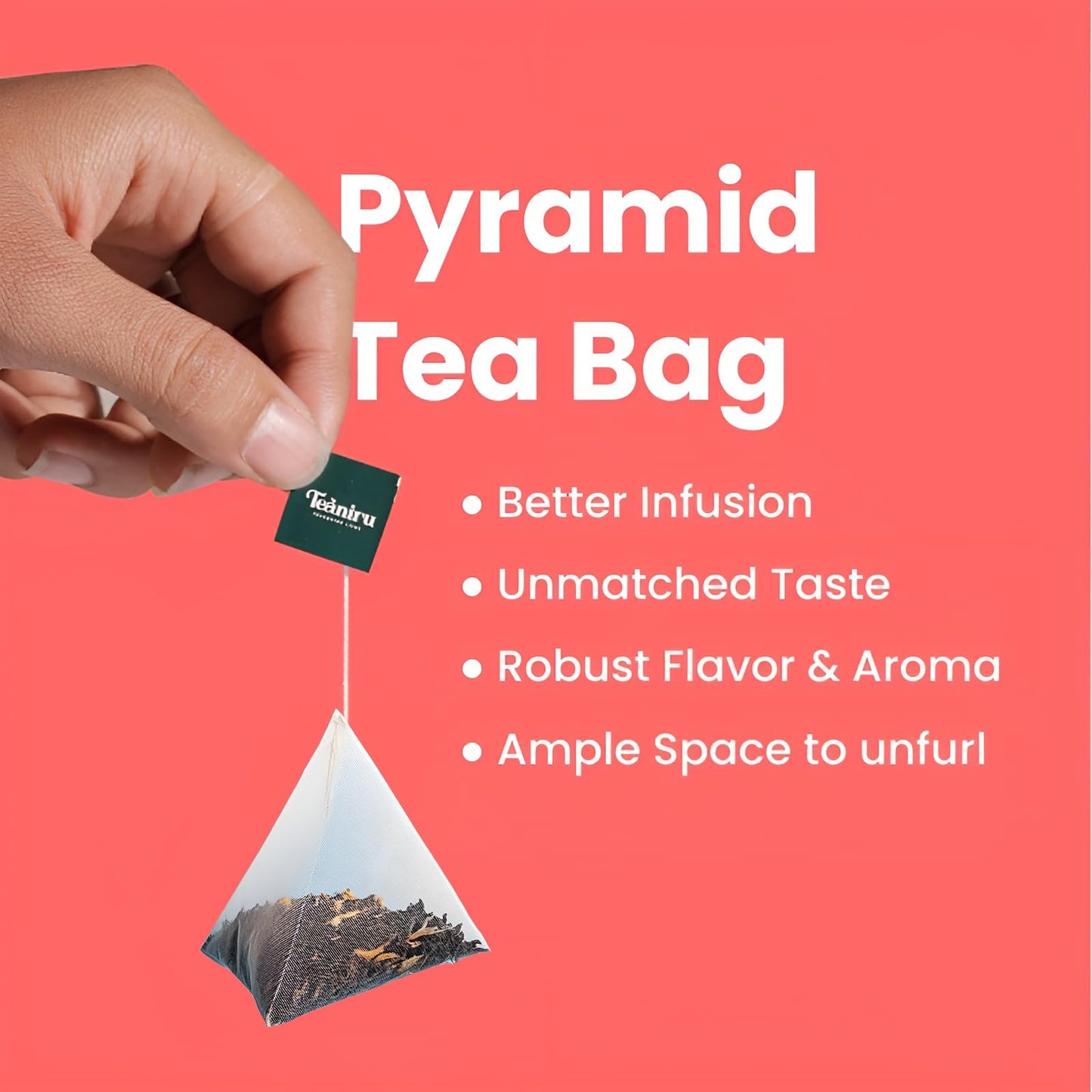 Teaniru Apple Cinnamon Black Tea - 100 Pyramid Tea Bags, Low Caffeine, 100% Natural Ingredients, Brew Hot or Cold