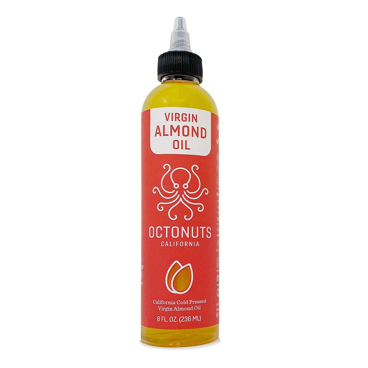 Octonuts Cold Pressed Almond Oil, 8 ounce, Made with California Almonds, Plant-based, Keto, Paleo Friendly, Vegan, Gluten Free (