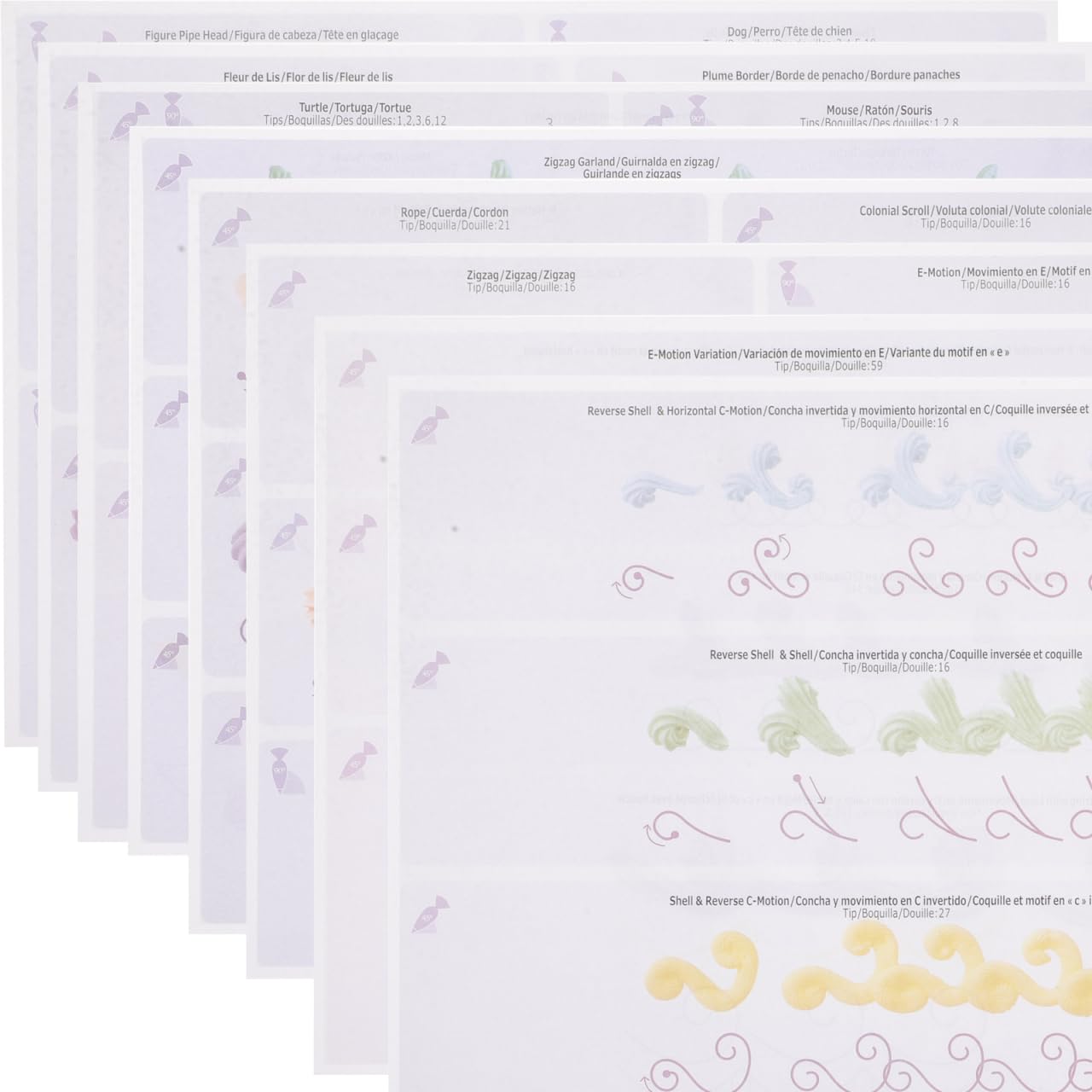 Cabilock Cupcake Piping Drawings 12 Sheets Cake Decorating Practice Templates Lightweight Portable Icing Decorations for Cookie