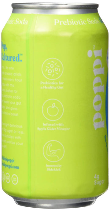 Poppi Ginger Lime Prebiotic Soda, 12 Fl Oz (Pack of 12)