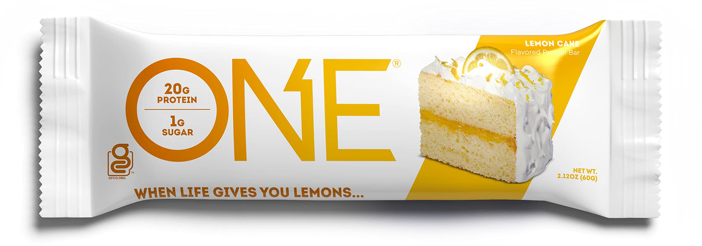 One Protein Bars, Lemon Cake, Gluten Free Protein Bars With 20G Protein And Only 1G Sugar, Guilt-Free Snacking For High Protein