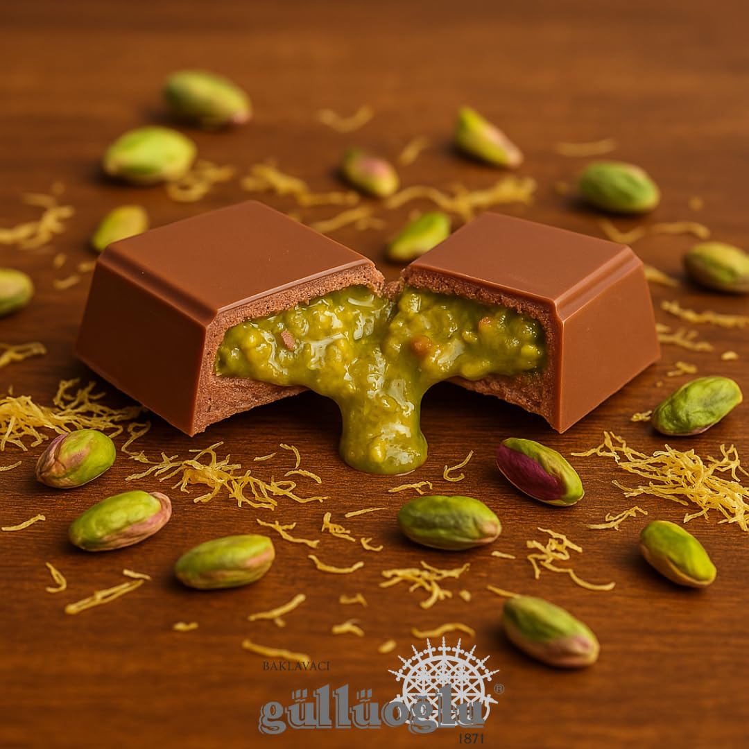 Gulluoglu Dubai Chocolate Kunafa with Pistachio - 3.4 oz (Pack of 3) - Fresh, Ideal Gift for All Occasions