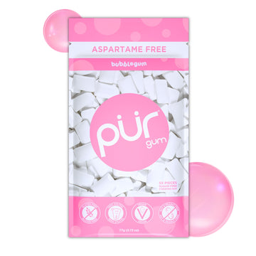 Pur 100% Xylitol Chewing Gum, Sugarless Bubblegum, Sugar Free + Aspartame Free + Gluten Free, Vegan & Keto Friendly - Healthy, L