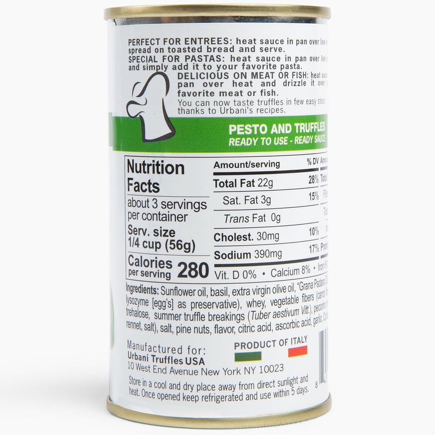 Urbani Truffles Pesto & Black Truffle Sauce 180G (6.4Oz) - Italian Gourmet Truffle Sauce For Pasta, Meats, And Crostini, All-Nat
