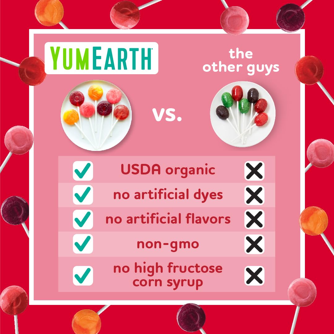 Yumearth Organic Pops Variety Pack, 60 Fruit Flavored Favorites Lollipops, Allergy Friendly, Gluten Free, Non-Gmo, Vegan, No Art