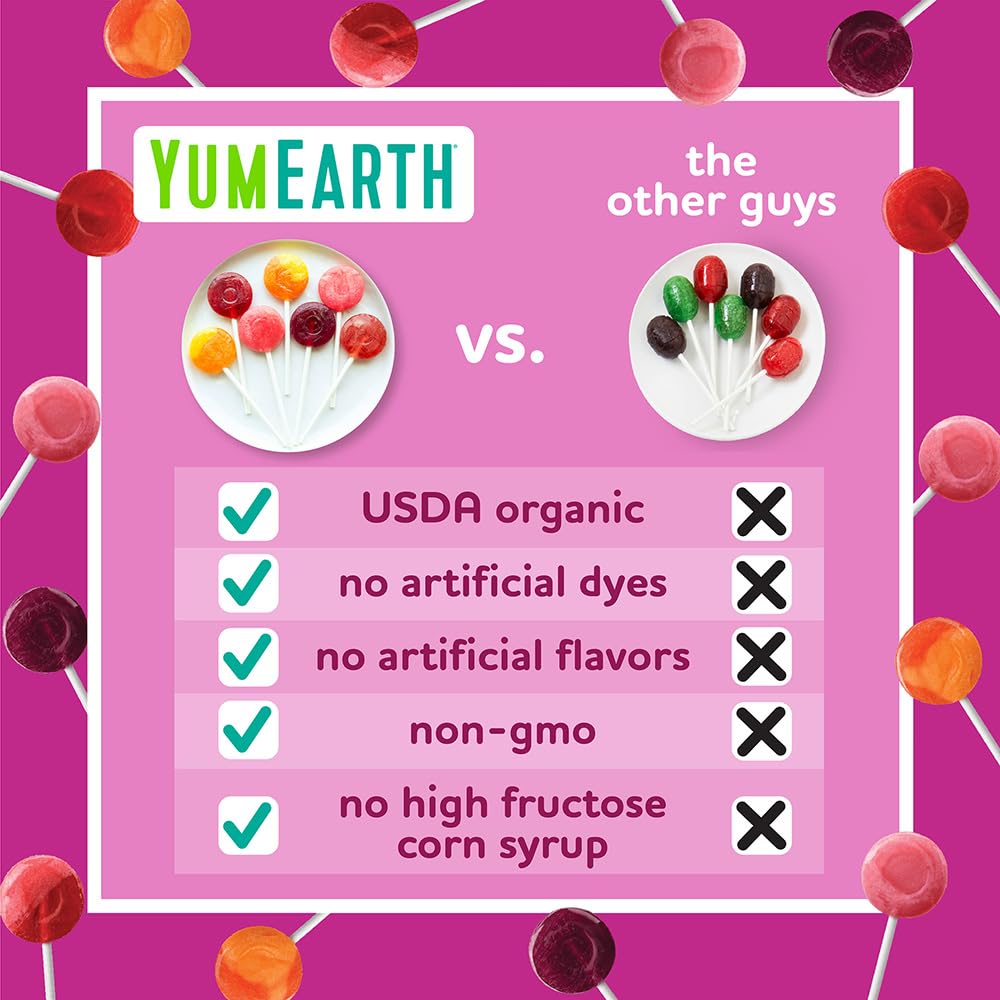 Yumearth Organic Vitamin C Pops Variety Pack, 60 Fruit Flavored Favorites Lollipops, Allergy Friendly, Gluten Free, Non-Gmo, Veg