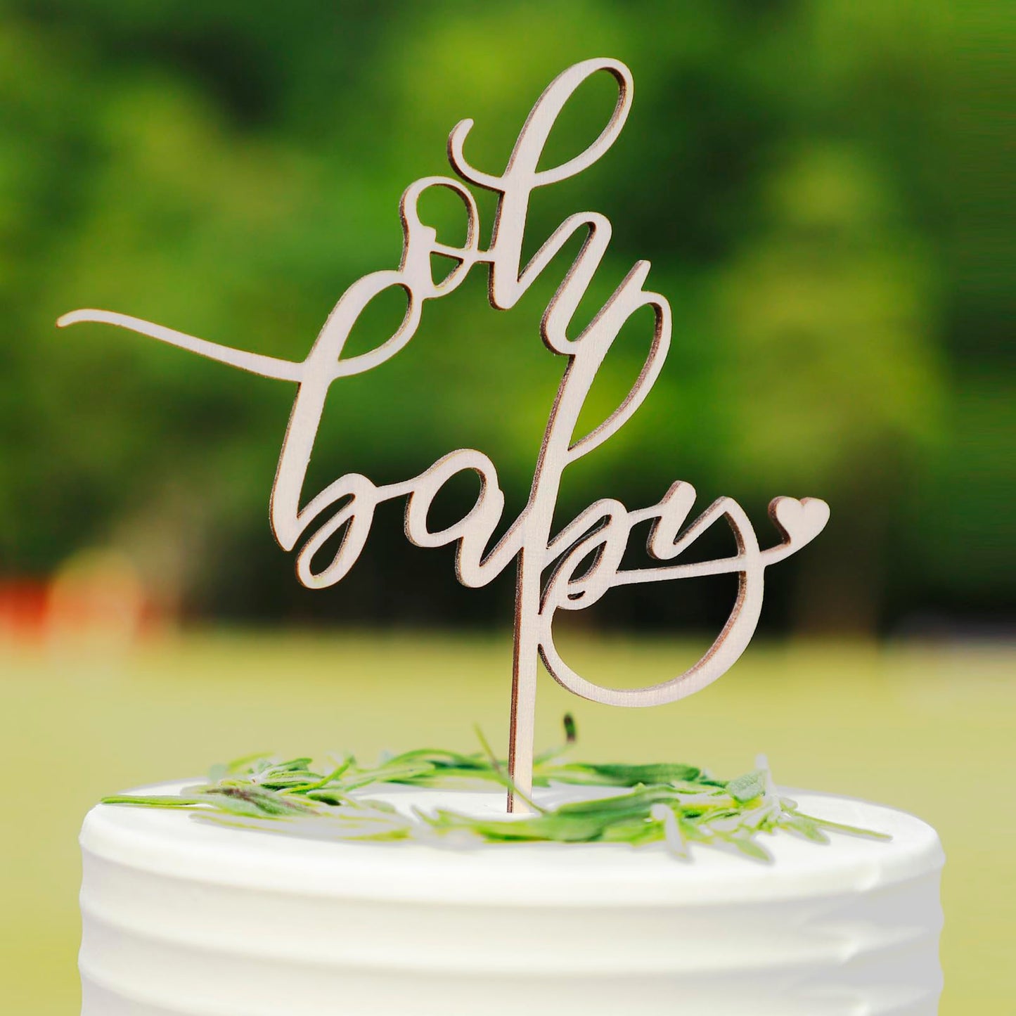 Cc Town Wooden Oh Baby Cake Topper New Baby For Photo Booth Props Wooden Cake Topper For Baby Shower Or Baby Birthday Decorations(Design01)