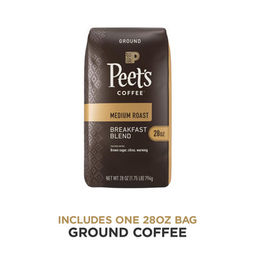 Peet'S Coffee, Medium Roast Ground Coffee - Breakfast Blend 28 Ounce Bag