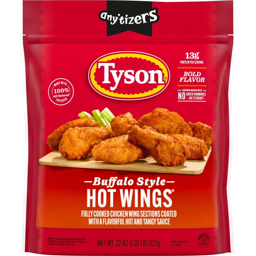 Tyson Anytizers Buffalo Style Bone-In Chicken Wings, 22 oz. (Frozen)