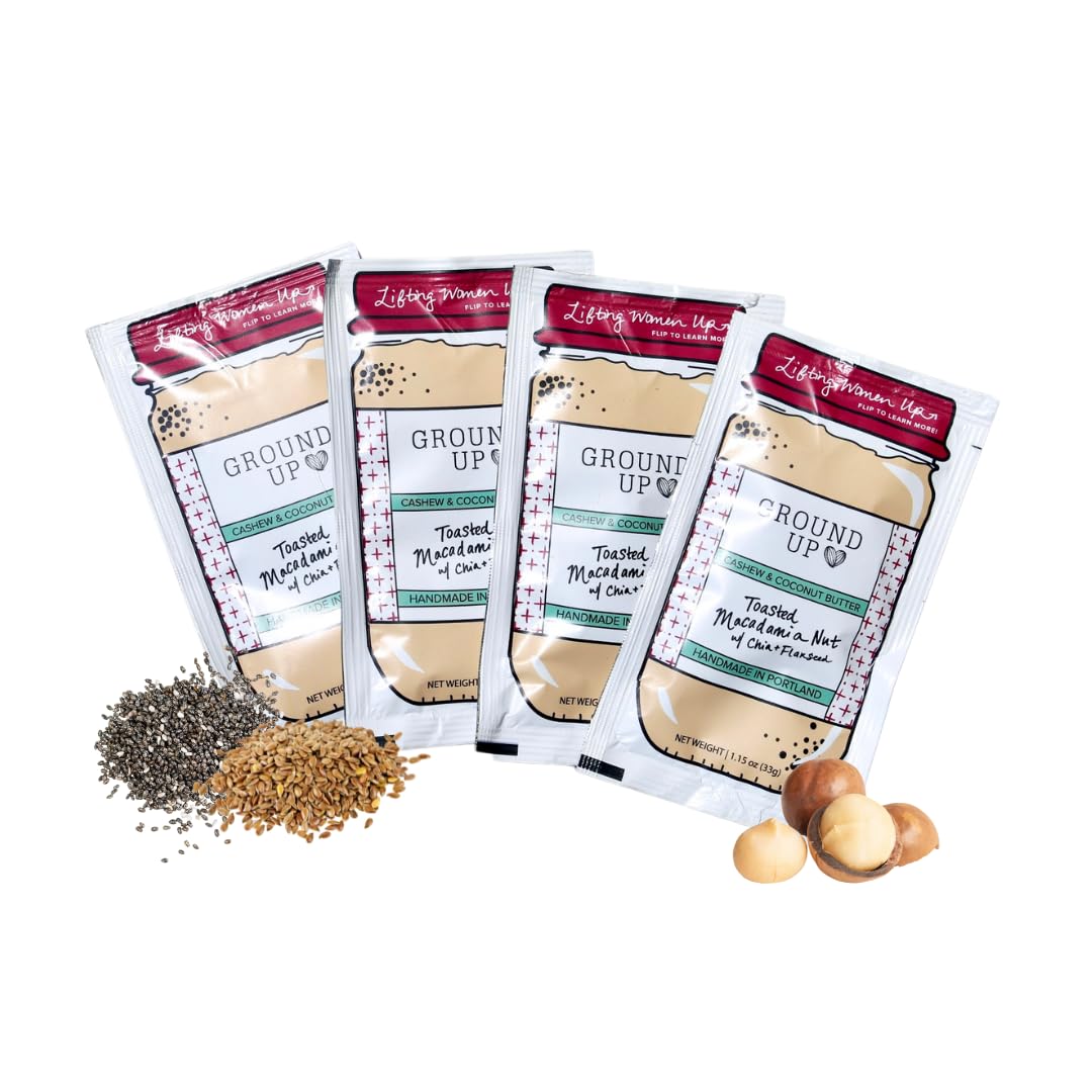 Ground Up Cashew & Coconut Nut Butter - Toasted Macadamia Nut With Chia Seeds & Flax Seed - Peanut-Free, Dairy-Free, Gluten-Free