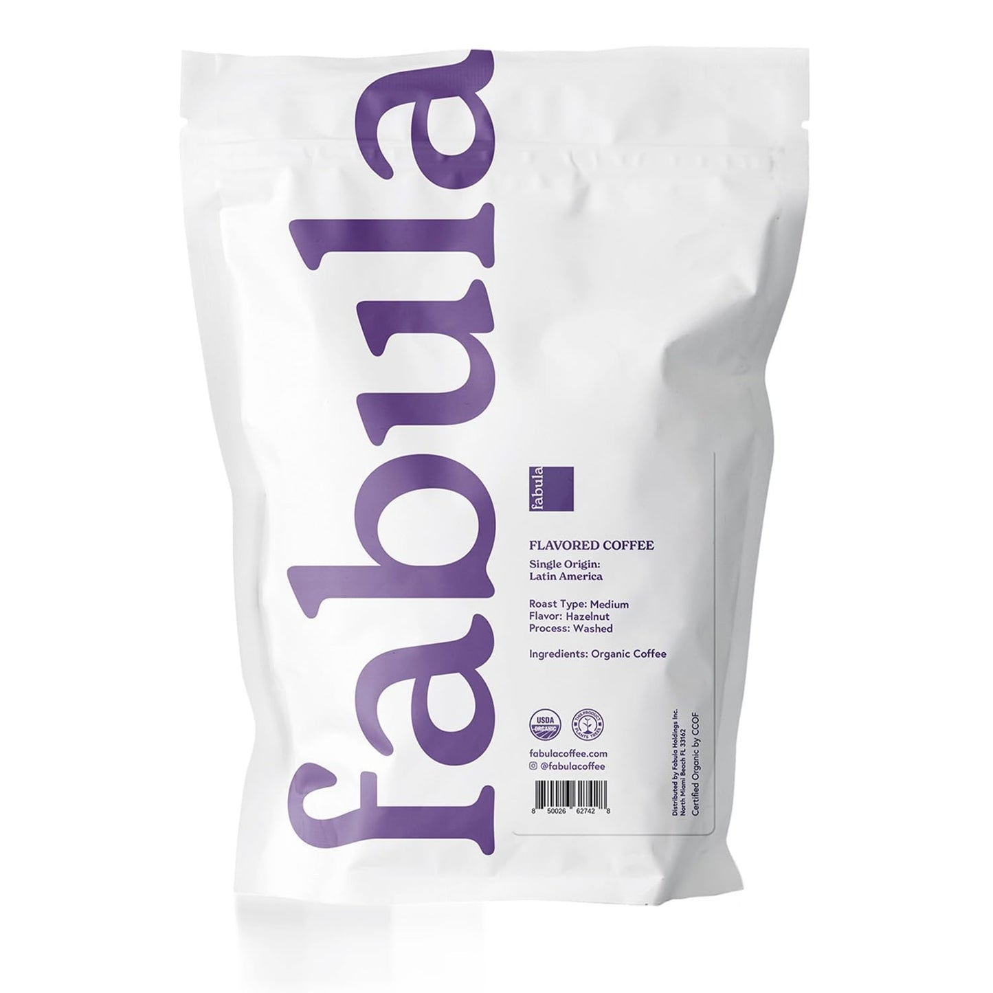 Fabula Hazelnut Flavored Organic Coffee Freshly Grounded - Low Acid - Single Origin - Non-Gmo - Mold Free - 12 Ounces