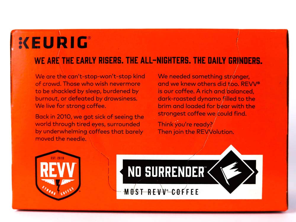 REVV Dark Roast Coffee K-Cup Pods, 60 Count, Single-Serve, No Surrender, Model 5000196922