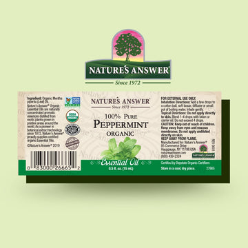 Nature’S Answer Usda Organic Peppermint Essential Oil, 100% Pure | Natural Aromatherapy Oil For Diffuser/Humidifier, Steam Distilled 0.5 Fl Oz. (15Ml) | Made In Usa