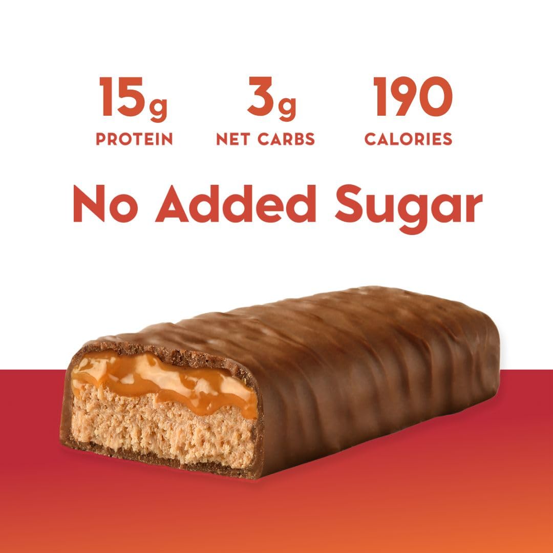Nicks Protein Bars Chocolate Caramel | 15g protein | 190 calories | Low Carb Keto Friendly Snacks No Added Sugar (Multipack 24