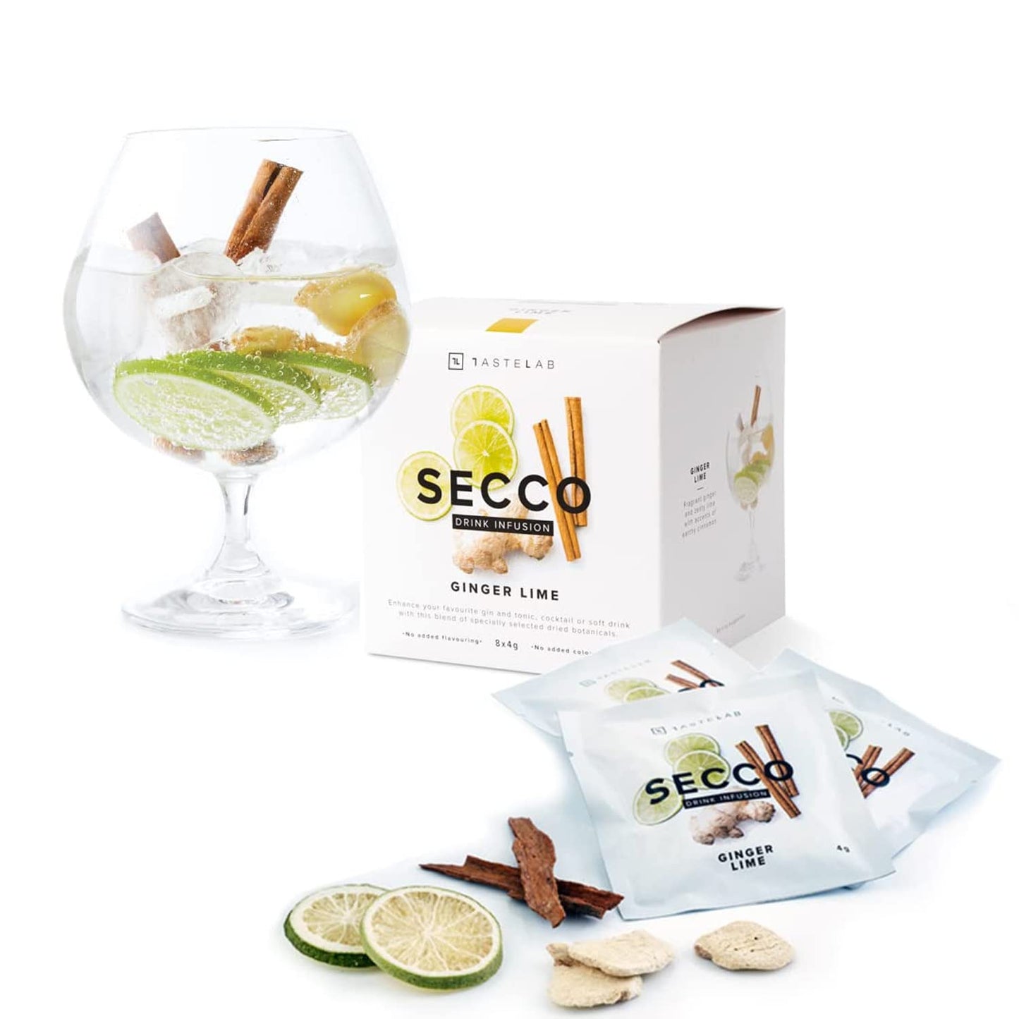 TASTELAB Ginger Lime Infusion Sachets – Botanical Mixers for Cocktails & Mocktails – 8 Count Pack