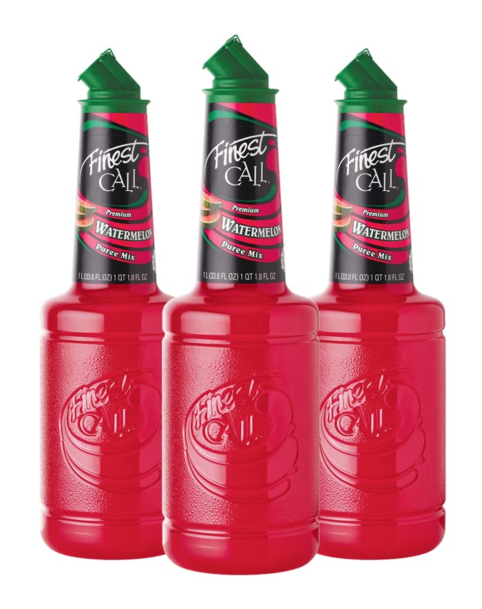 Finest Call Watermelon Fruit Puree Drink Mix, 1 Liter Bottle (33.8 Fl Oz), Pack of 3