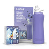Cirkul 32oz. Matte Periwinkle Stainless Steel Water Bottle Starter Kit with Periwinkle Lid, 2 Flavor Cartridges (1 LifeSip Black