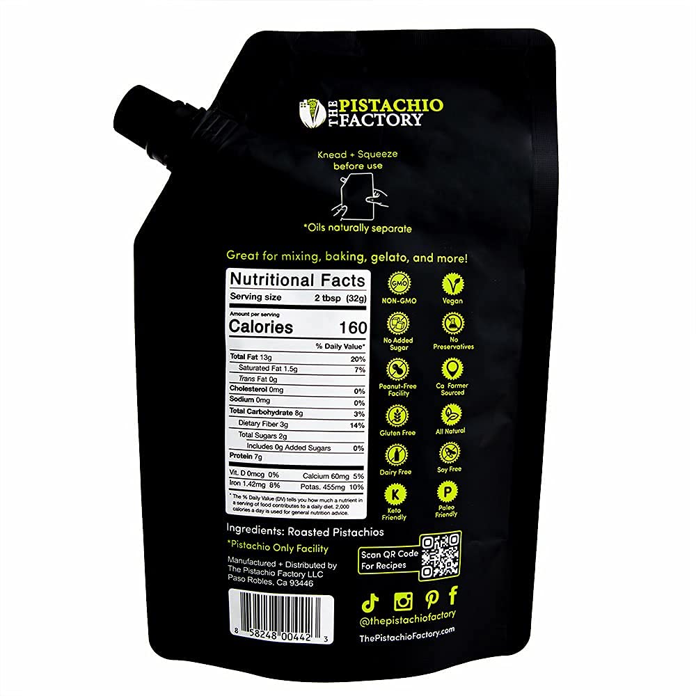 The Pistachio Factory Pistachio Paste - Pastry, Praline, Baking, Cooking, Ice Cream, Gelato, Desert, Macaron