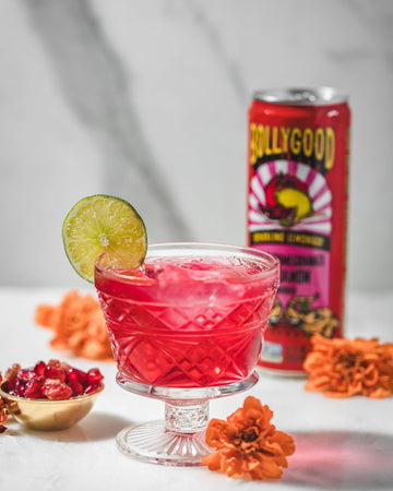 Bollygood Sparkling Lemonade, Lemon Pomegranate Cardamom, Indian Inspired Beverage Nimbu Pani, No Artifical Colors Or Flavors, N