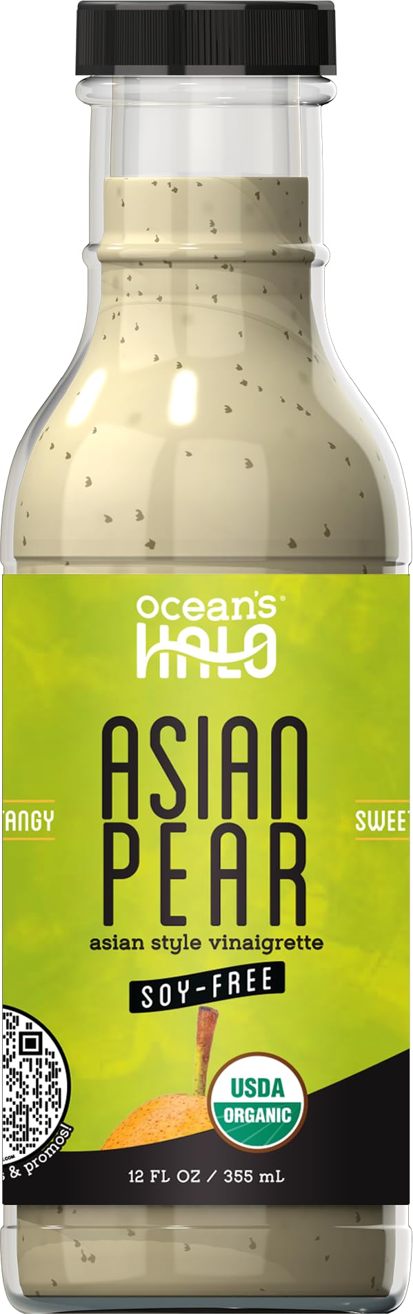 Oceans Halo Asian Pear Vinaigrette, Asian-Style Vinaigrette & Marinade, 12 fl oz, Soy-free