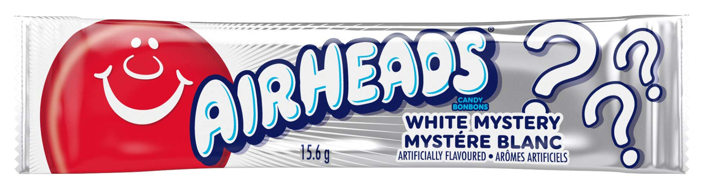 Airheads Candy Individually Wrapped Bars, White Mystery, Party, 0.55 Ounce