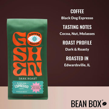 Black Dog Espresso - Roasted By Goshen Coffee Roasters - Whole Bean Coffee - 12 Ounce Bag