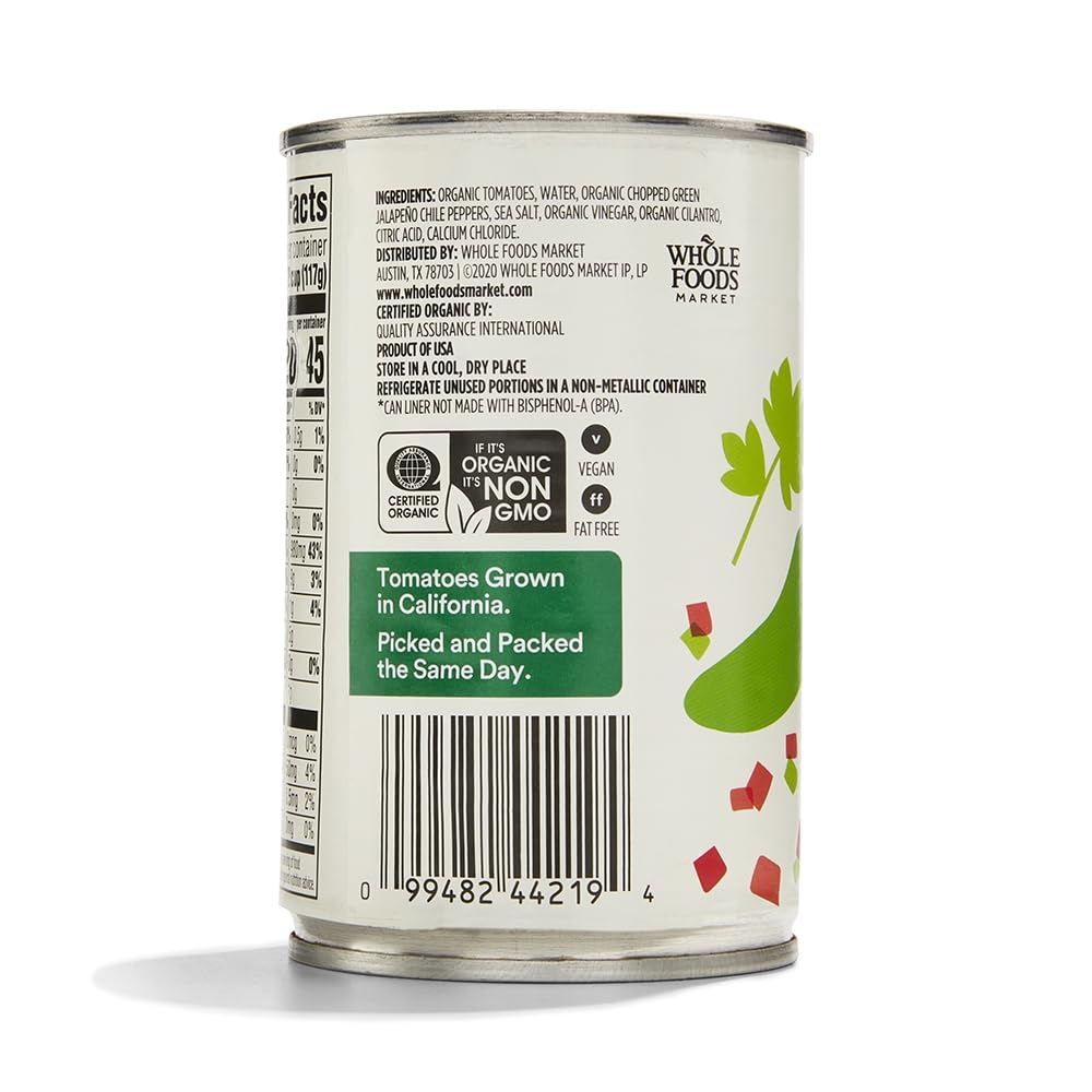 365 by Whole Foods Market, Tomatoes Petite Diced With Jalapeno Cilantro Organic, 10 Ounce