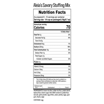 Aleia'S, Savory Stuffing Mix; Gluten Free, Pack of 6, Size - 10 OZ, Quantity - 1 Case
