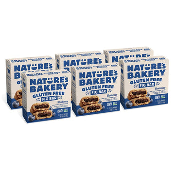 Natures Bakery Gluten Free Fig Bars, Blueberry, Real Fruit, Vegan, Non-Gmo, Snack Bar, 6 Boxes With 6 Twin Packs (36 Twin Packs)