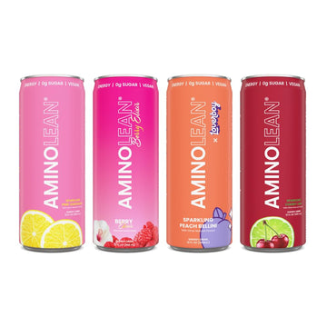AminoLean Energy Drink - Sugar Free Amino Energy with Natural Caffeine & Vegan Amino Acids for No Jitters Tingles or Crash Summer Variety 12 Pack