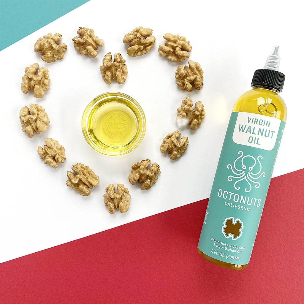 Octonuts Cold Pressed Walnut Oil, 8 ounce, Made with California Walnuts, Plant-based, Keto, Paleo Friendly, Vegan, Gluten Free (