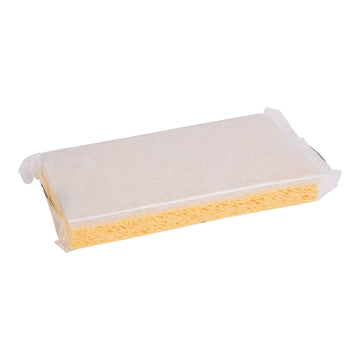 Boardwalk Scrubbing Sponge, Light Duty, 3.6 X 6.1, 0.7'' Thick, Yellow/White, Individually Wrapped, 20/Carton