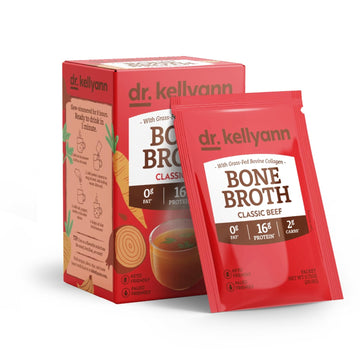 Dr. Kellyann Classic Beef Bone Broth Collagen Powder Packets (7 Servings) - 16g Protein, Grass-Fed Hydrolyzed Collagen, Keto & P