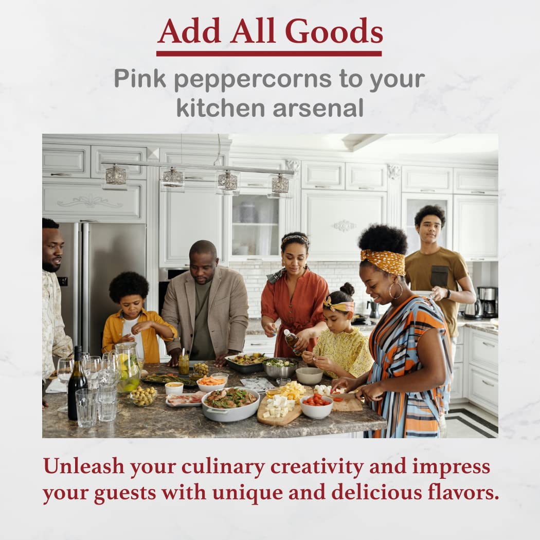 All Goods 4Oz Pink Peppercorns From Malabar For Grinder Refill - Whole Pink Pepper Bulk, Fresh Peppers, Pimienta Negra Entera