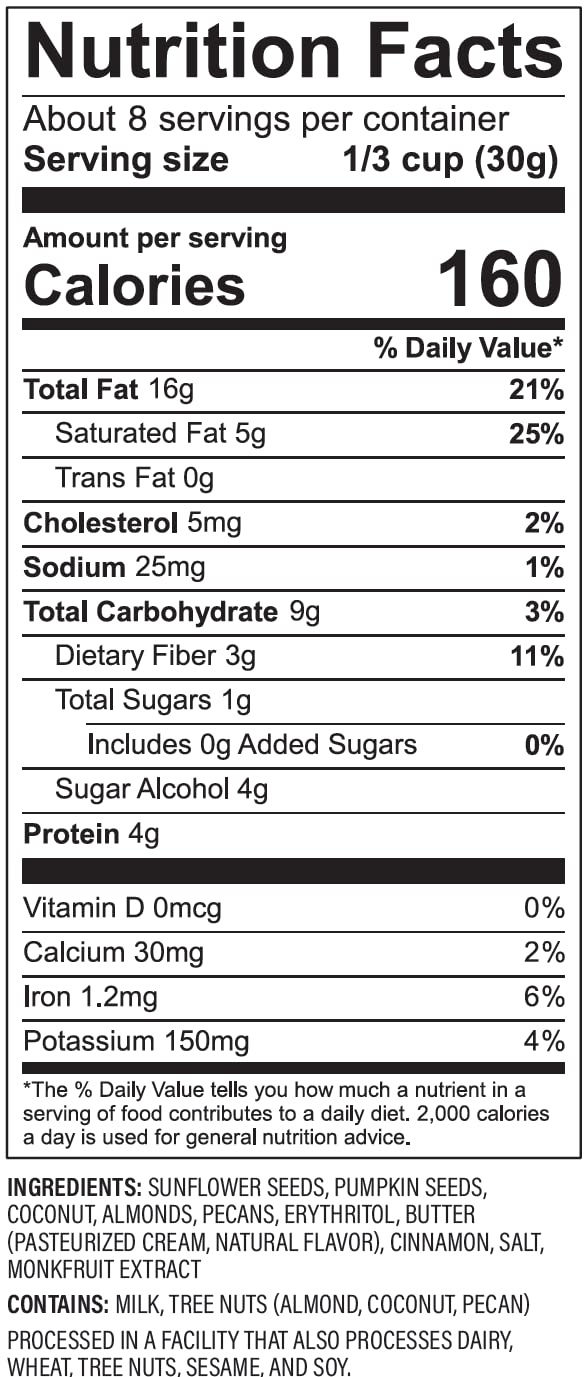 NuTrail Nut Granola Cereal, Cinnamon Pecan, No Sugar Added, Gluten Free, Grain Free, Keto, Low Carb, Healthy Breakfast Cereal 8