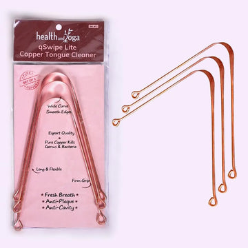 Healthandyoga(Tm) Qswipe Lite Copper Tongue Cleaners - Relief For Bad Breath And Oral Hygiene (Set Of 3)