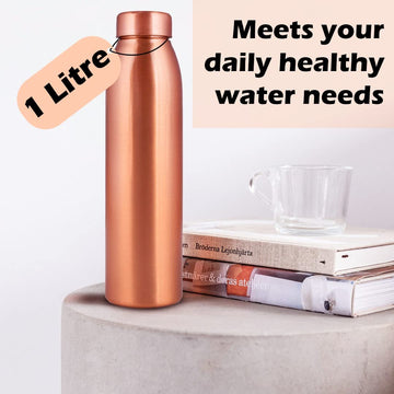 Norman Jr, Plain Copper Water Bottle 1 Ltr Extra Large - An Ayurvedic Pure Premium Copper Vessel- Drink More Water, Lower Your S