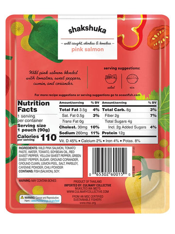 Ocean'S Shakshuka W/Pink Salmon | 3.17Oz | Wild Caught | Skinless & Boneless | Ready-To-Eat | (1-Pack, Shakshuka)