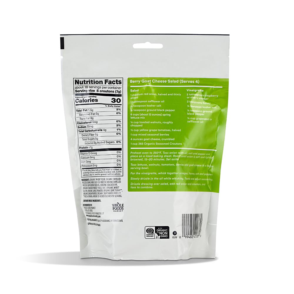 365 by Whole Foods Market, Organic Croutons Seasoned, 4.5 oz