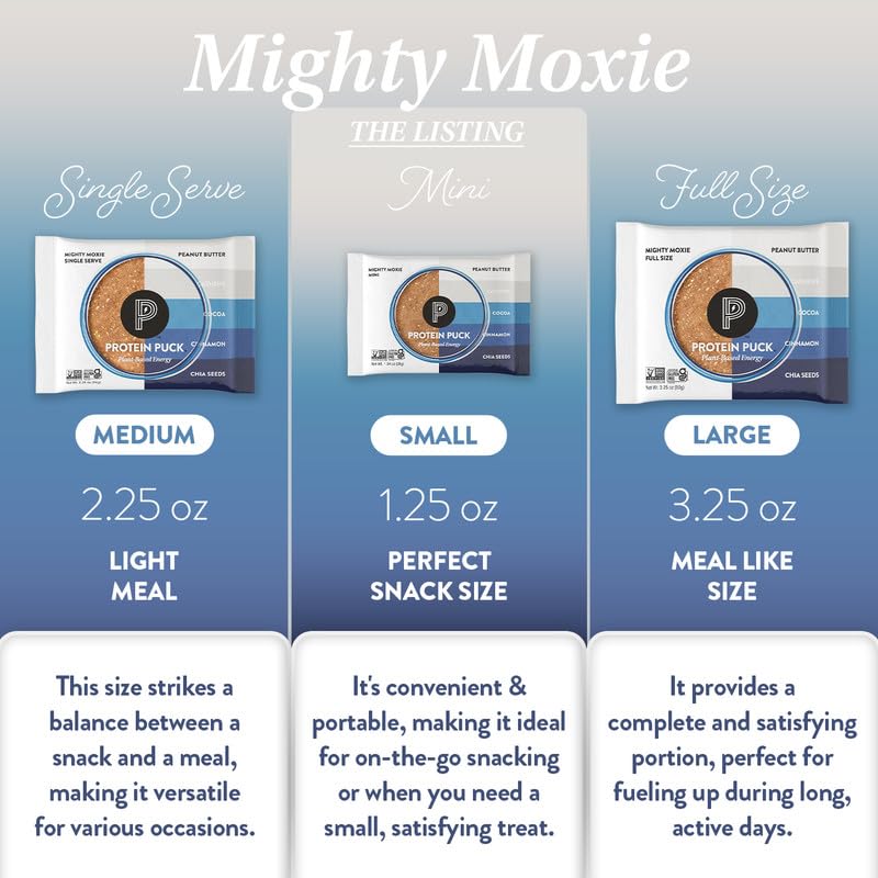 Protein Puck Vegan Plant based Protein Bar - Natural Healthy Snack Bars, 12 Count, 1.34oz Mini, Gluten Free, Dairy Free, No GMO,