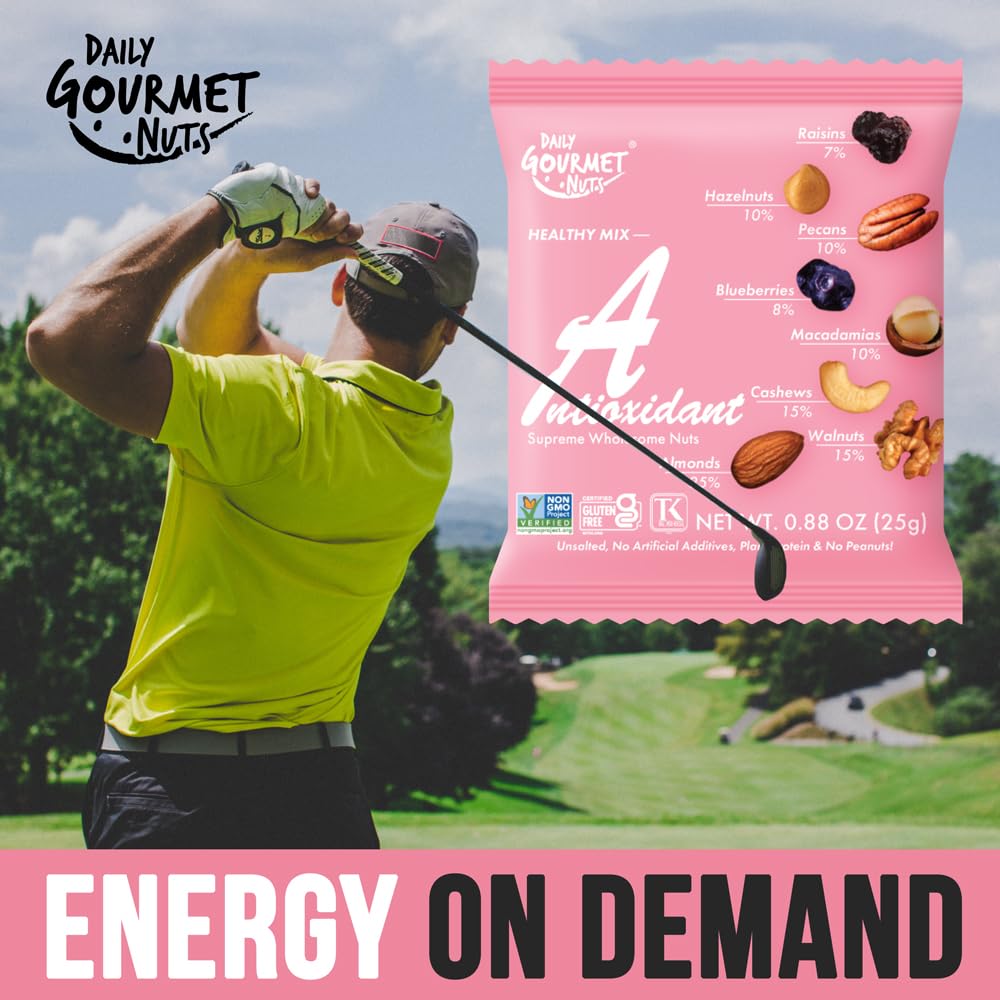 DAILY GOURMET NUTS Unsalted Mixed Nuts Snack Packs, 0.88 Ounce (Pack of 24)