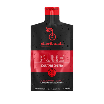Cheribundi 100% Tart Cherry Juice Pure Performance Concentrate Grab and Go 2.5oz Pouch for Maximum Recovery with 40 Tart Cherrie