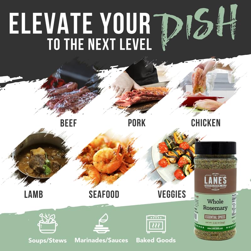 Lane'S Whole Rosemary Seasoning, All-Natural Cracked Rosemary Spice Compliments Dishes Like Chicken, Lamb, Pork, & Veggies, Made