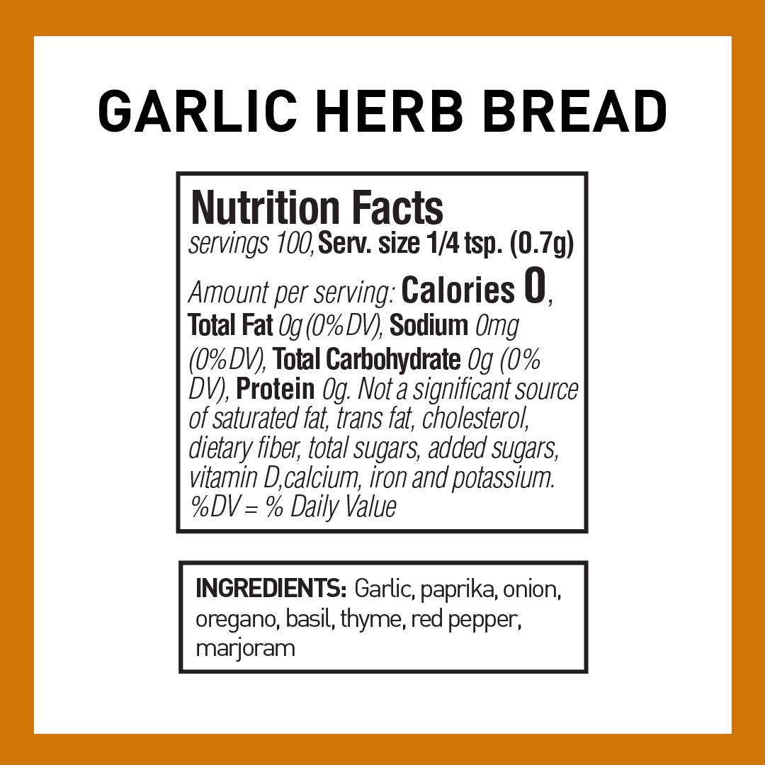 The Spice Hunter Bread Seasoning Blend Jar, Garlic Herb, 2.5 Ounce