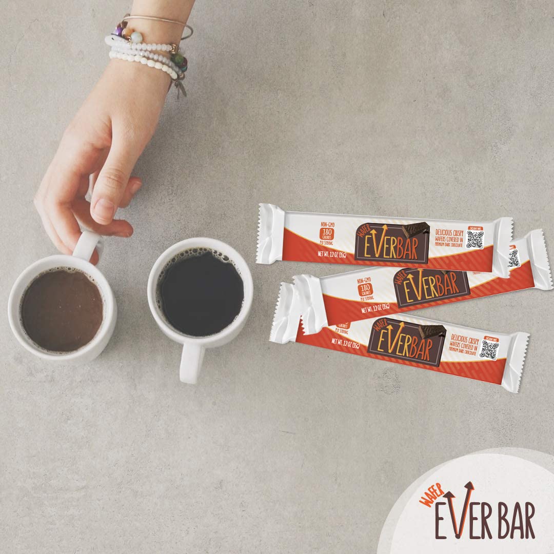 EverBar Dark Chocolate Wafer Bars, Non-GMO, 48 Count, Bite-Size, Brown
