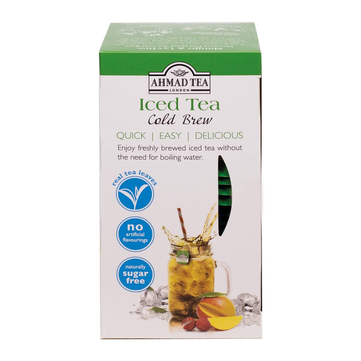 Ahmad Tea Green Tea, Cold Brew Mango And Lychee Teabags, Iced Tea, 20 Ct (Pack Of 1) - Caffeinated And Sugar-Free